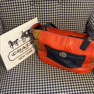 Coach park Carrie leather color  block Red and navy Shoulder Bag